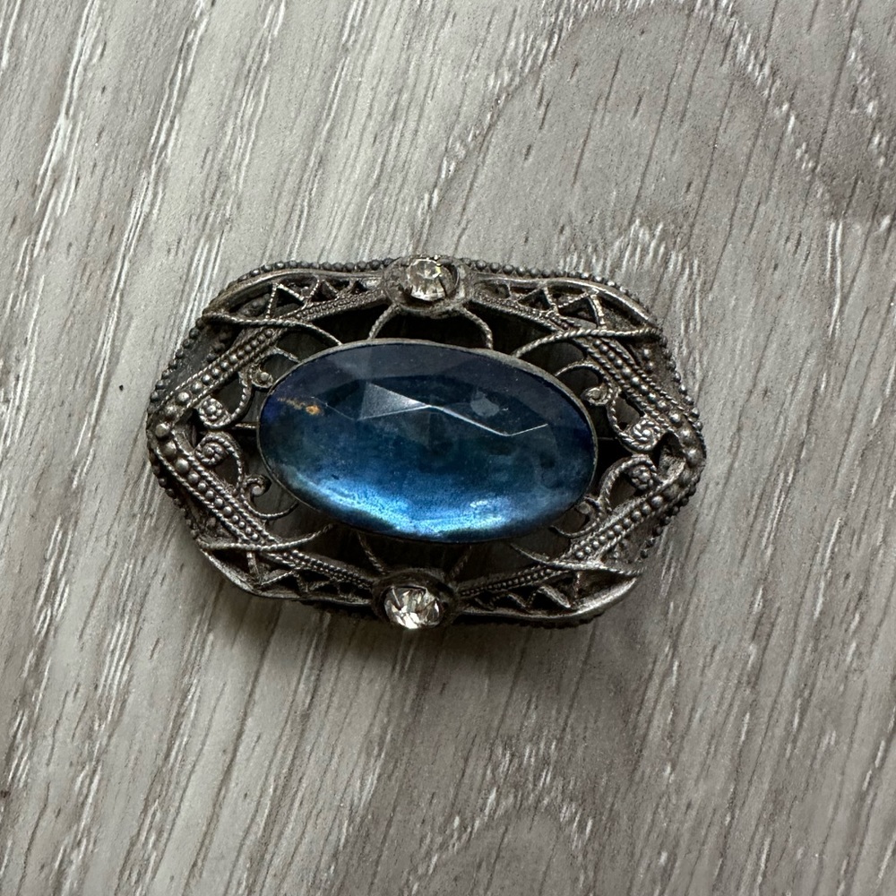 Blue jewel pin